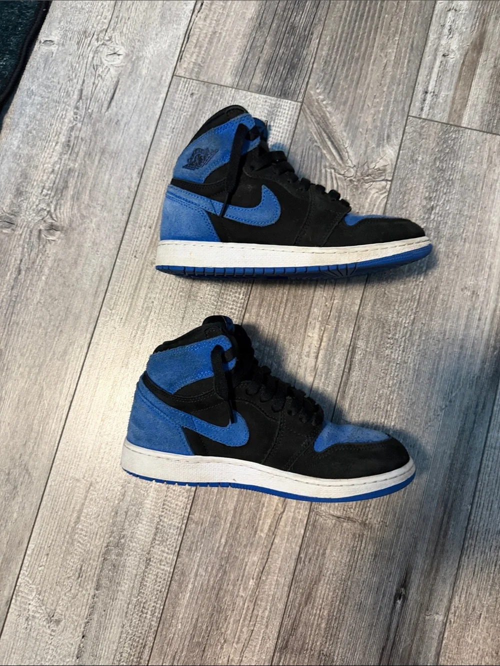 Nike Kids High-Top Sneakers in Black and Royal Blue